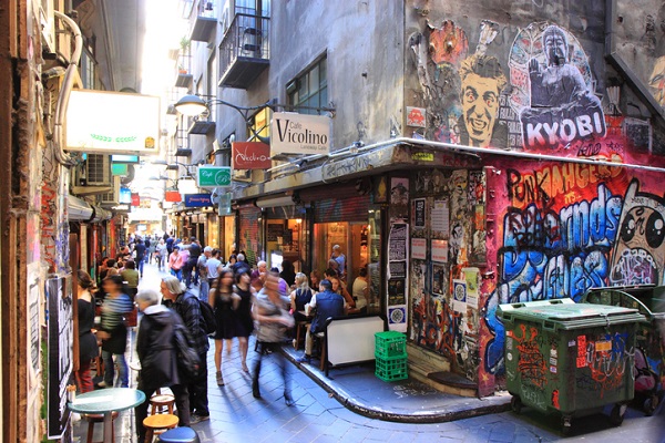 Melbourne’s alleyways are teeming with sidewalk cafes