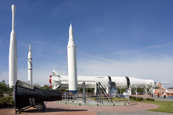 Visitors can explore life-size rockets at the Rocket Garden at the Kennedy Space Center